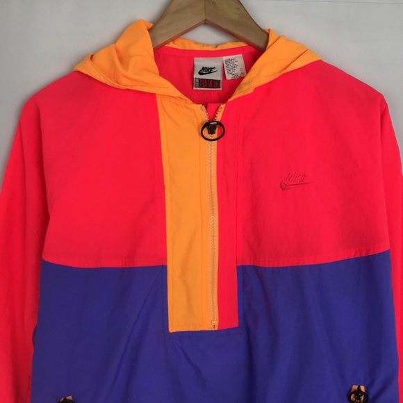Nike Vintage 80’s Pullover Quarter Zip Windbreaker Jacket Neon Pink - Picture 2 of 10